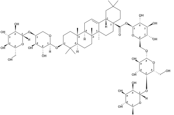 O-6-Deoxy-α-L-mannopyranosyl-(1→4)-O-β-D-glucopyranosyl-(1→6)-β-D-glucopyranosyl (3β)-3-[(4-O-β-D-glucopyranosyl-α-L- arabinopyranosyl)oxy]olean-12-en-28-oate
